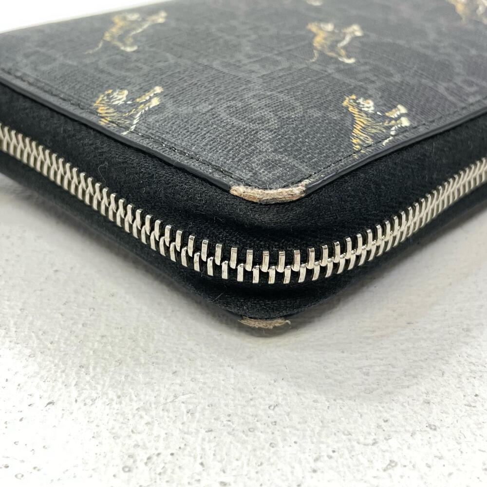 GUCCI GG Supreme Tiger Round Zip Long Wallet Black - Picture 11 of 12